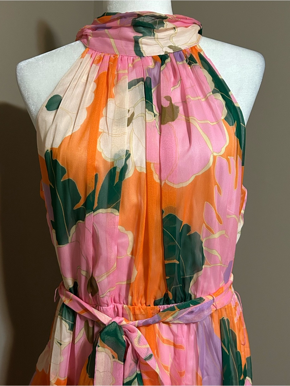 Alex Marie Sail Into Summer Nina Halter Dress Ruffled Pink Maxi Dress Sz -12 - Picture 8 of 9